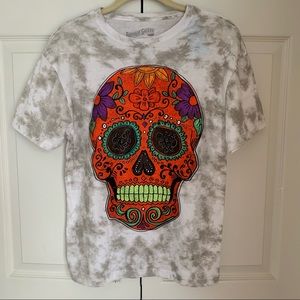 Sugar Rose Skull Tie Dye T-Shirt Fosforos Galileo